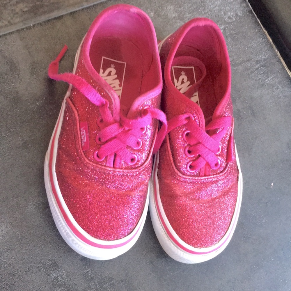 Vans shoes, little girls, size 11.5, glitter pink and white